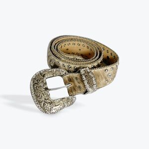 Leather & Bling cow hide Rodeo belt size L, woman.